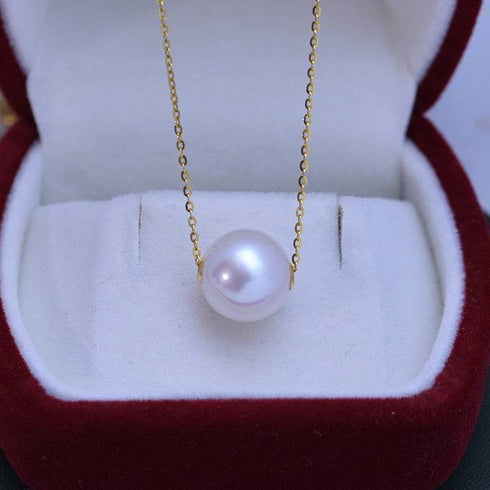 10-12mm Classic White Freshwater Pearl Floating Pendant Necklace - House Of Pearls